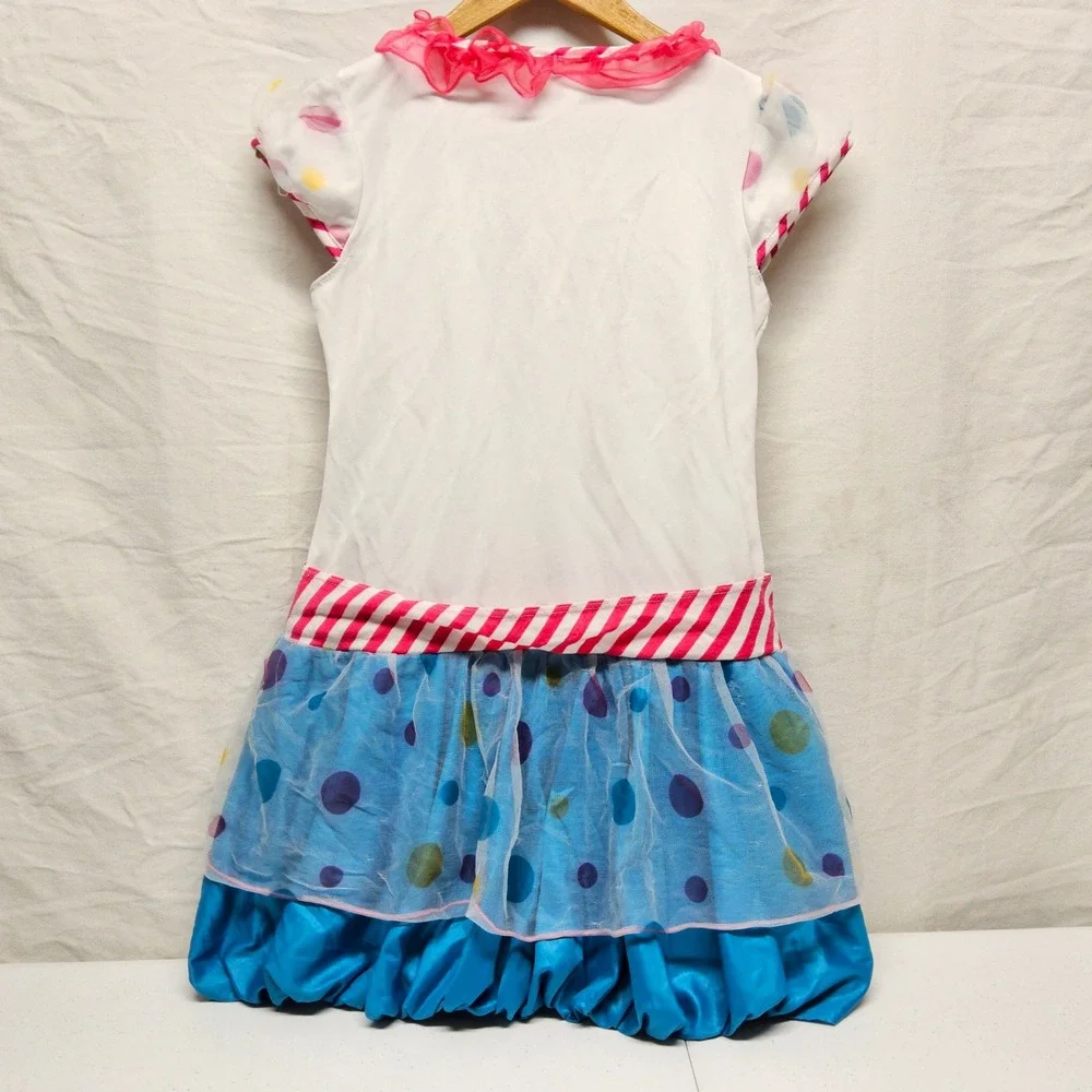 Spirit Halloween Dotsy Clown Costume Dress Girls XXL 14-16 White Blue Polka Dot - Picture 3 of 10